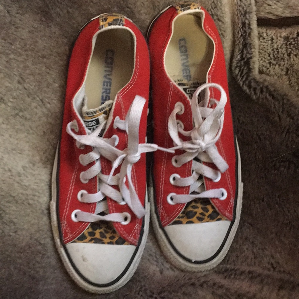 Custom red and cheetah converse
